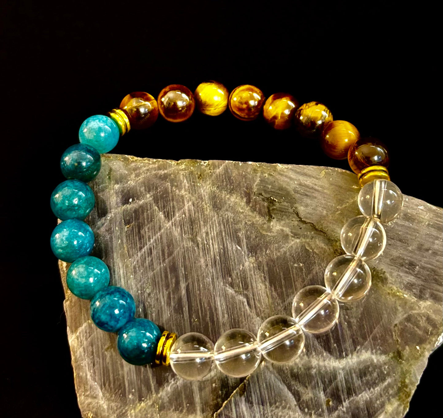 Blue Apatite Tiger Eye Intention Bracelet
