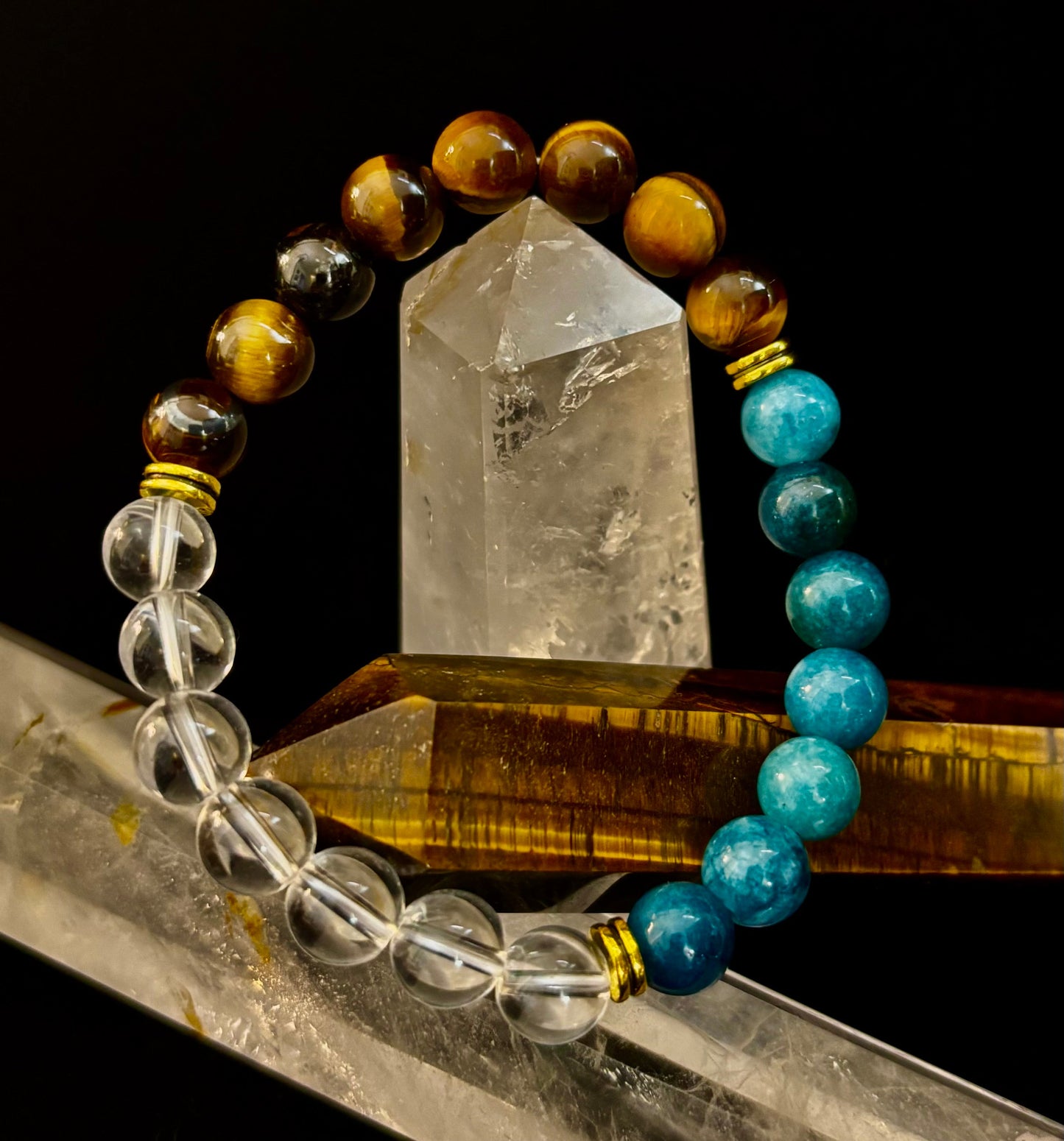 Blue Apatite Tiger Eye Intention Bracelet