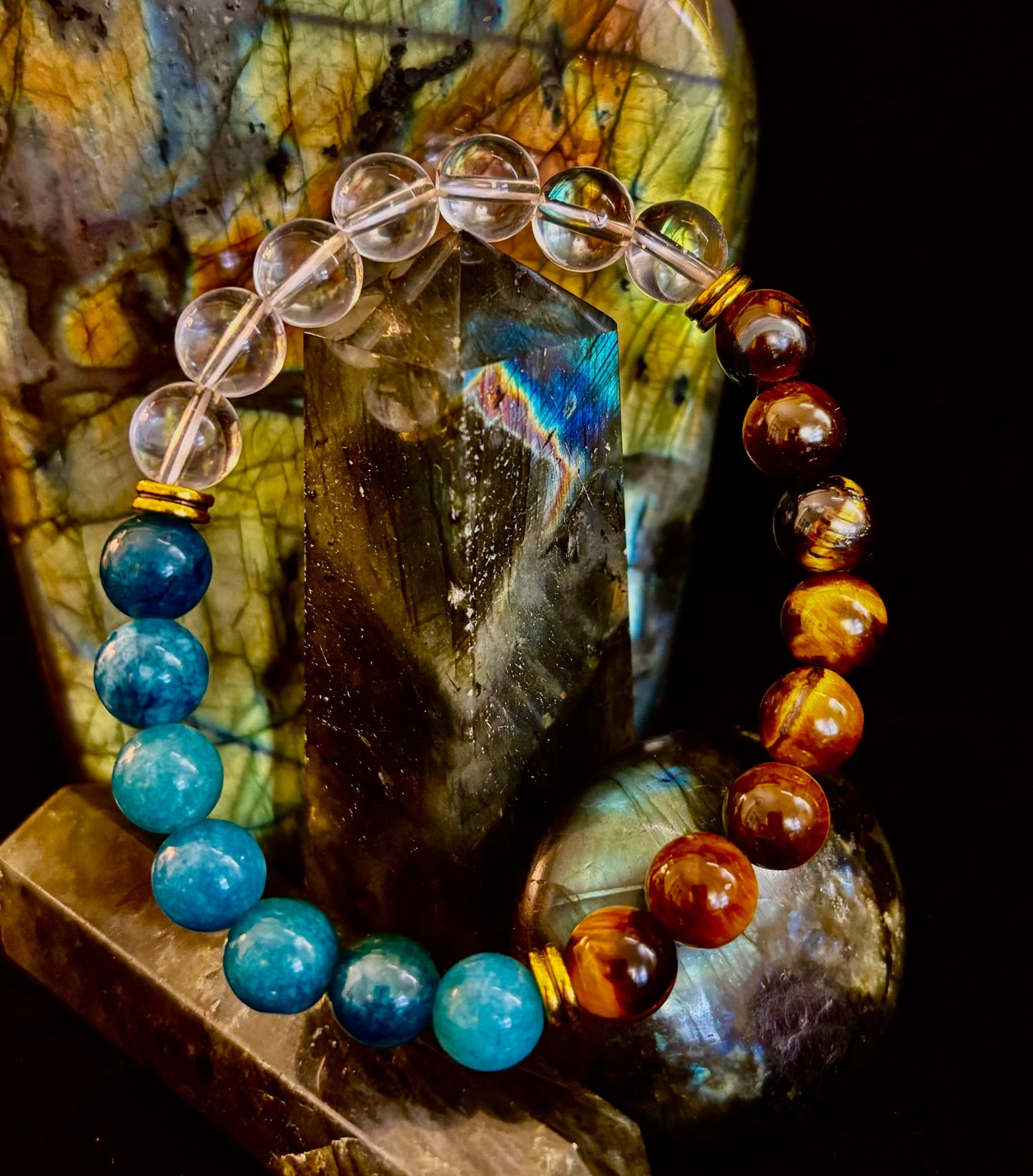 Blue Apatite Tiger Eye Intention Bracelet