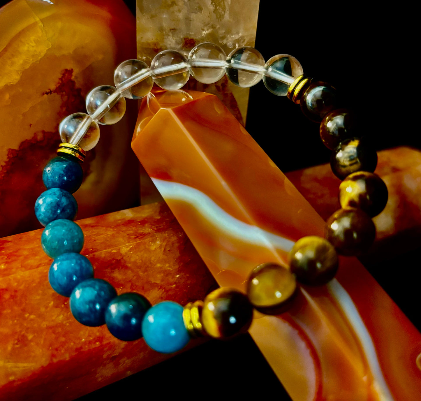 Blue Apatite Tiger Eye Intention Bracelet