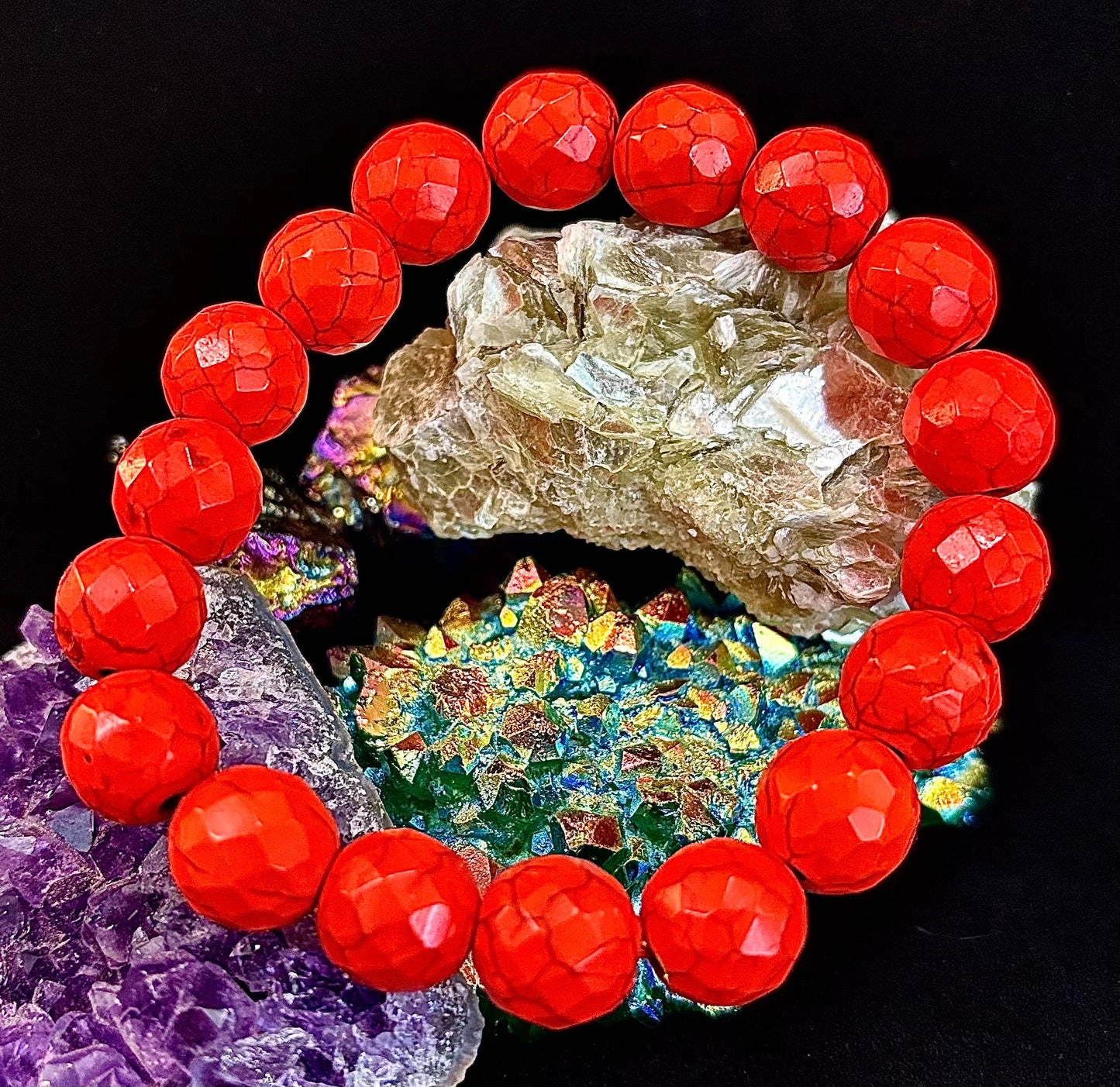 Wicked Glam Fire Orange Howlite Bracelet