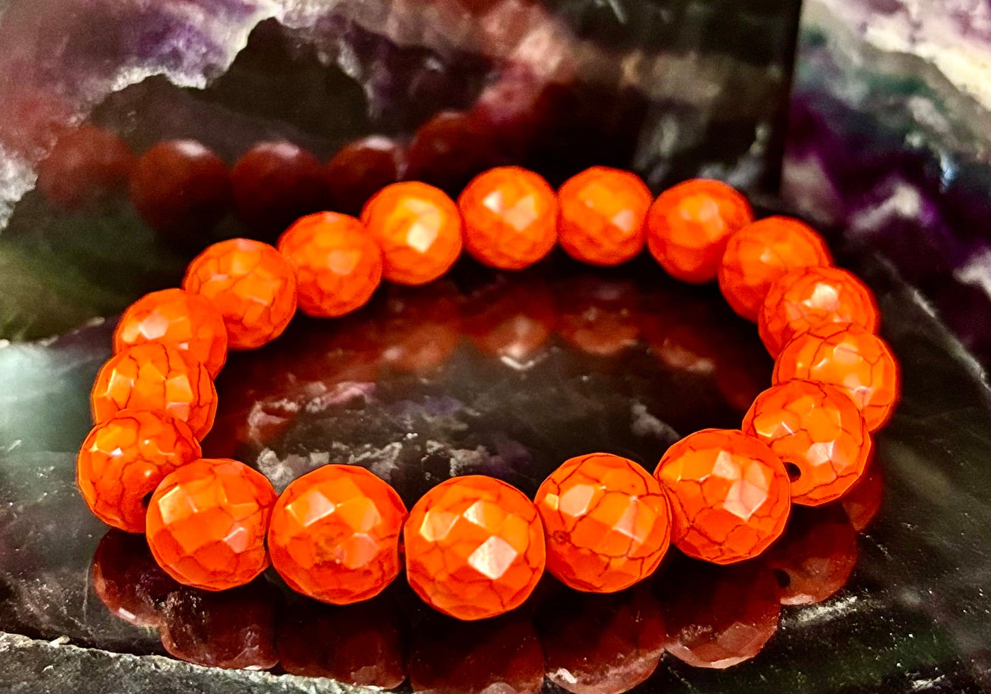 Wicked Glam Fire Orange Howlite Bracelet
