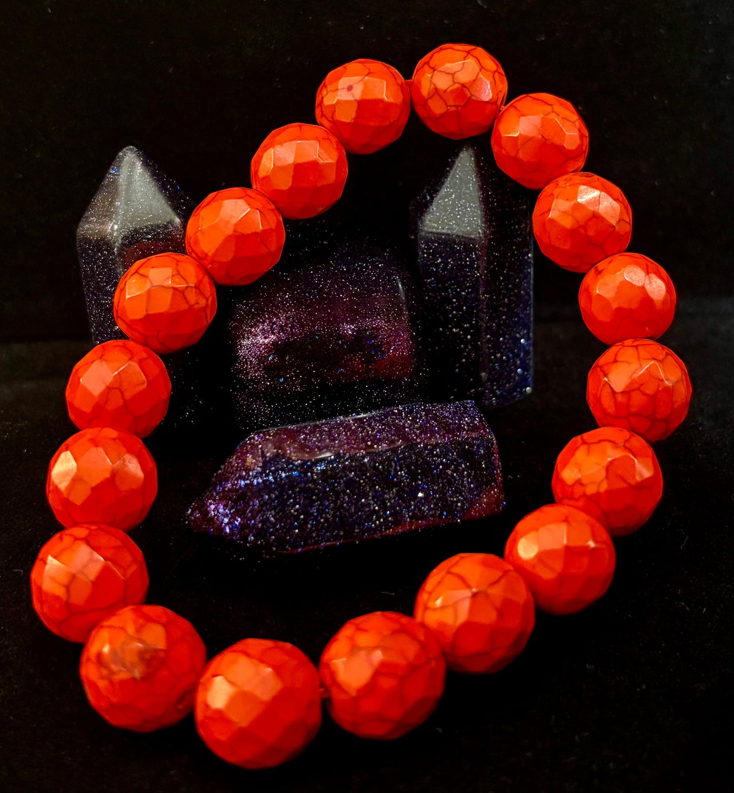 Wicked Glam Fire Orange Howlite Bracelet