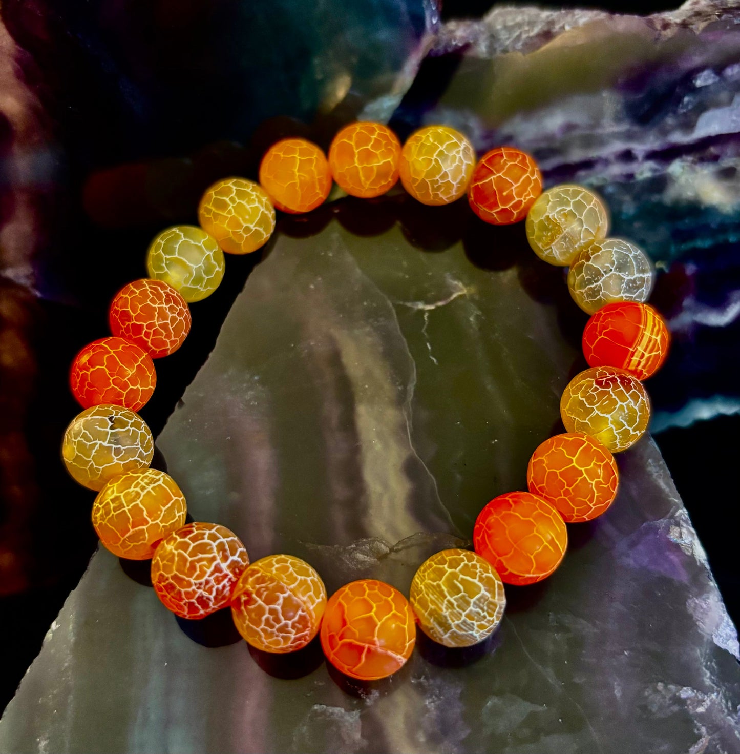 Sunburst Orange Fire Agate Bracelet