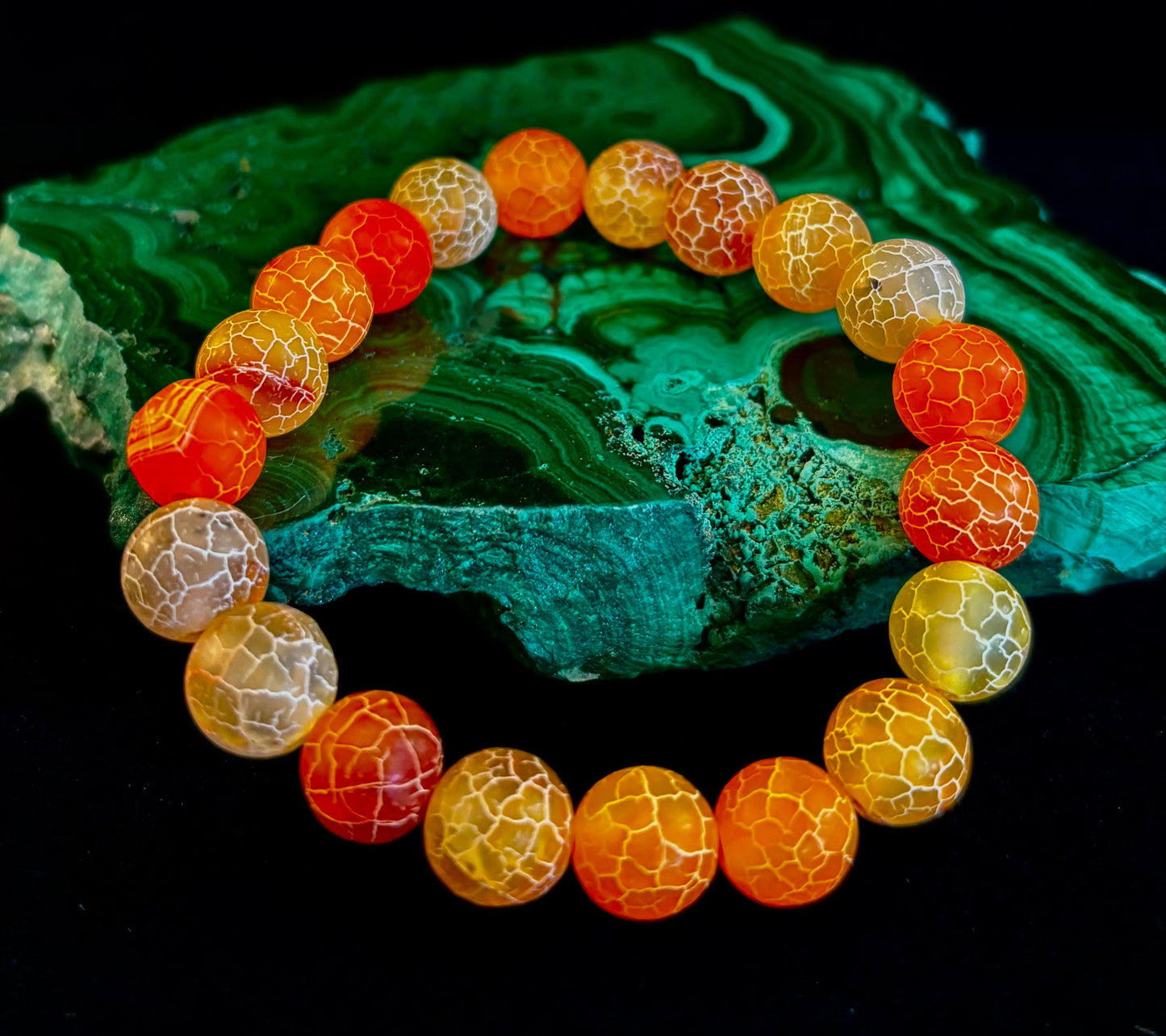 Sunburst Orange Fire Agate Bracelet