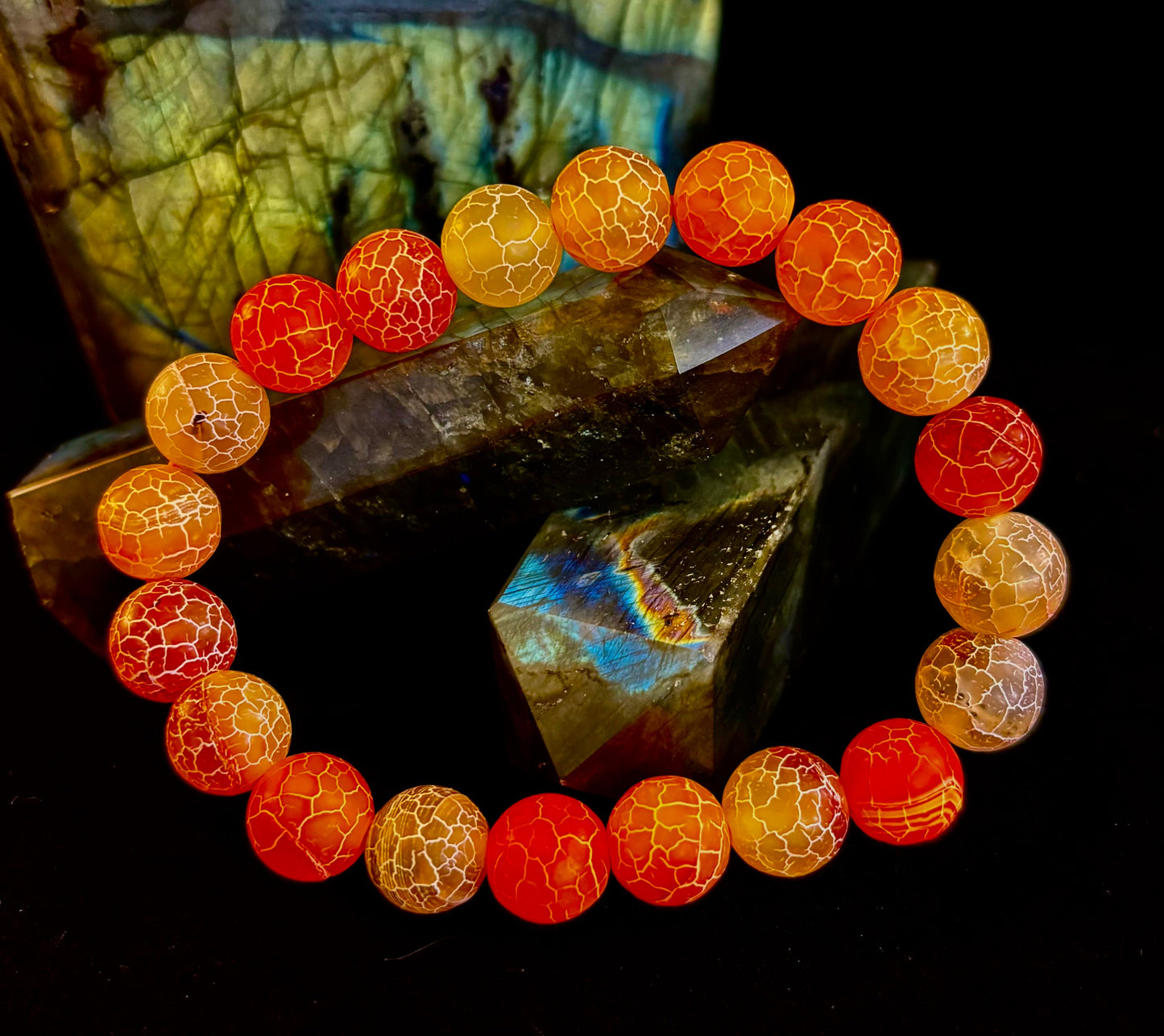 Sunburst Orange Fire Agate Bracelet