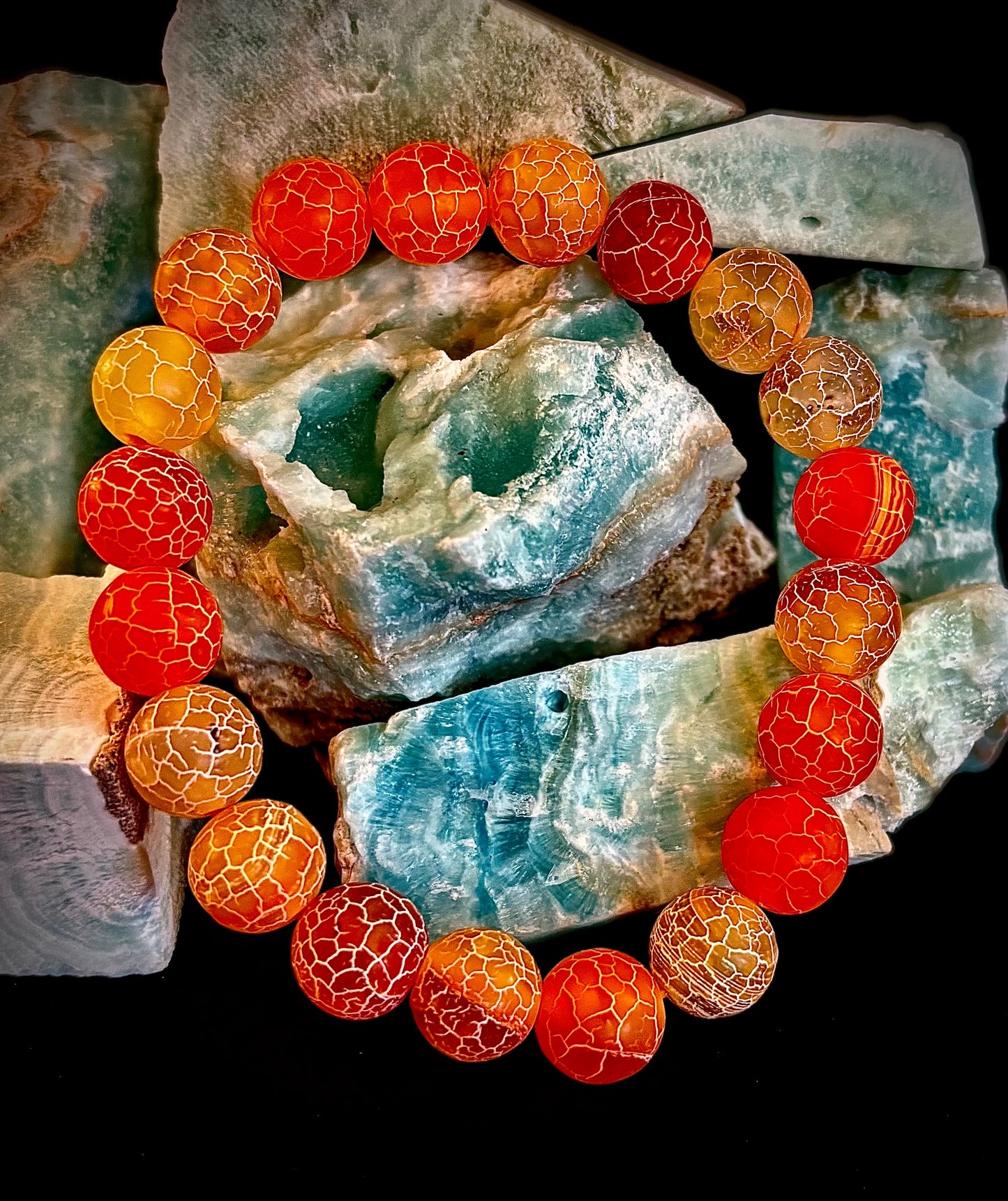 Sunburst Orange Fire Agate Bracelet