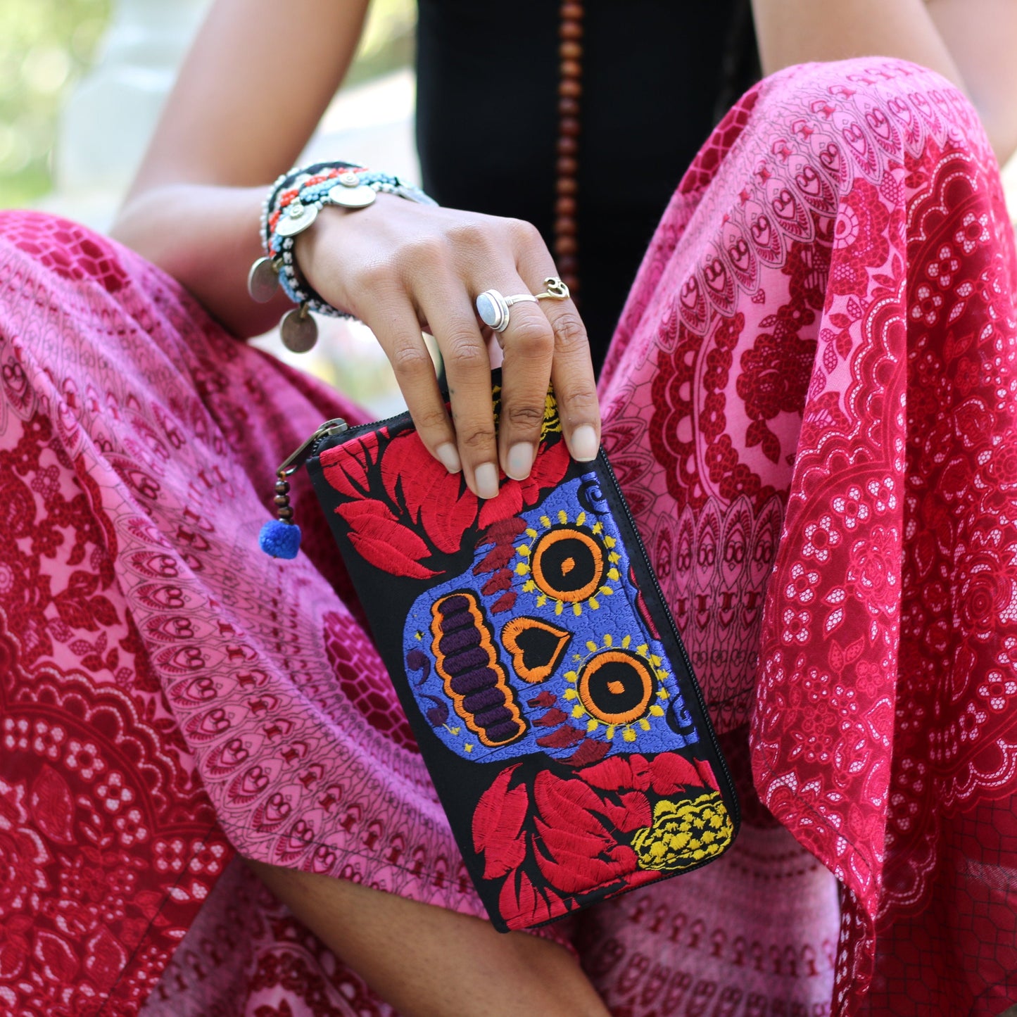Culturas Sugar Skull Day of the Dead Embroidered Wallet - Thailand