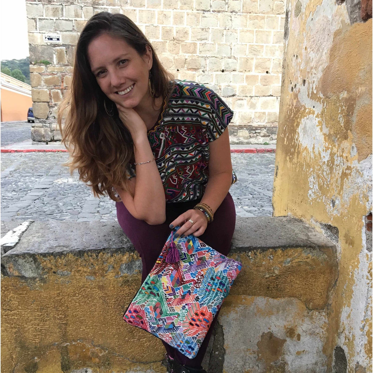 Maya Up-cycled Huipil Cosmetic One-of-a-Kind Bag (2XL) - Guatemala