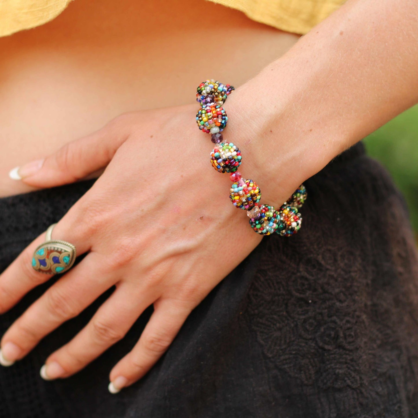 Magnetic Seed Bead Bracelet Boho Beaded Bracelet Fair Trade - Guatemala