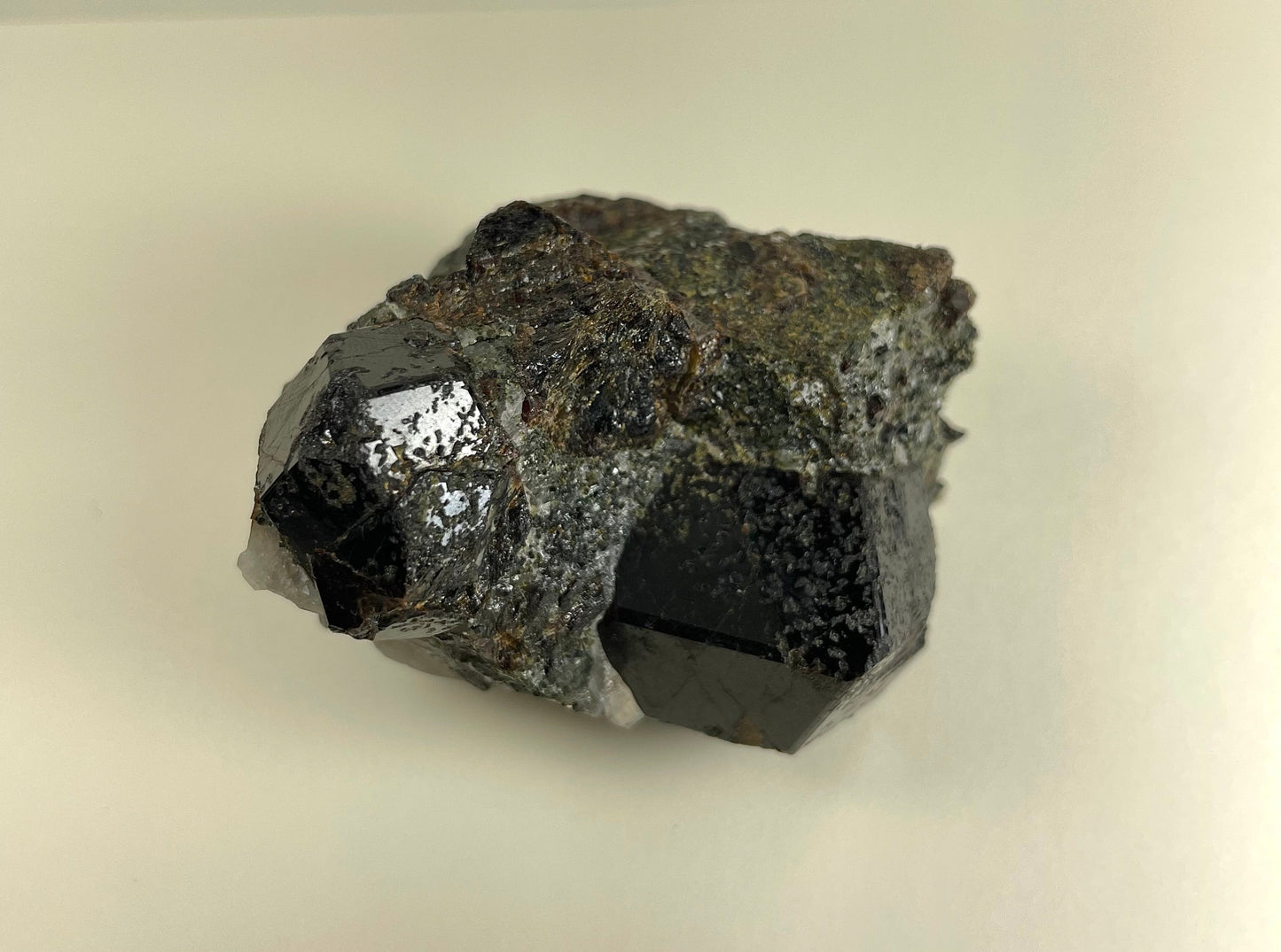 Melanite Garnet Cluster w/ Quartz 164g