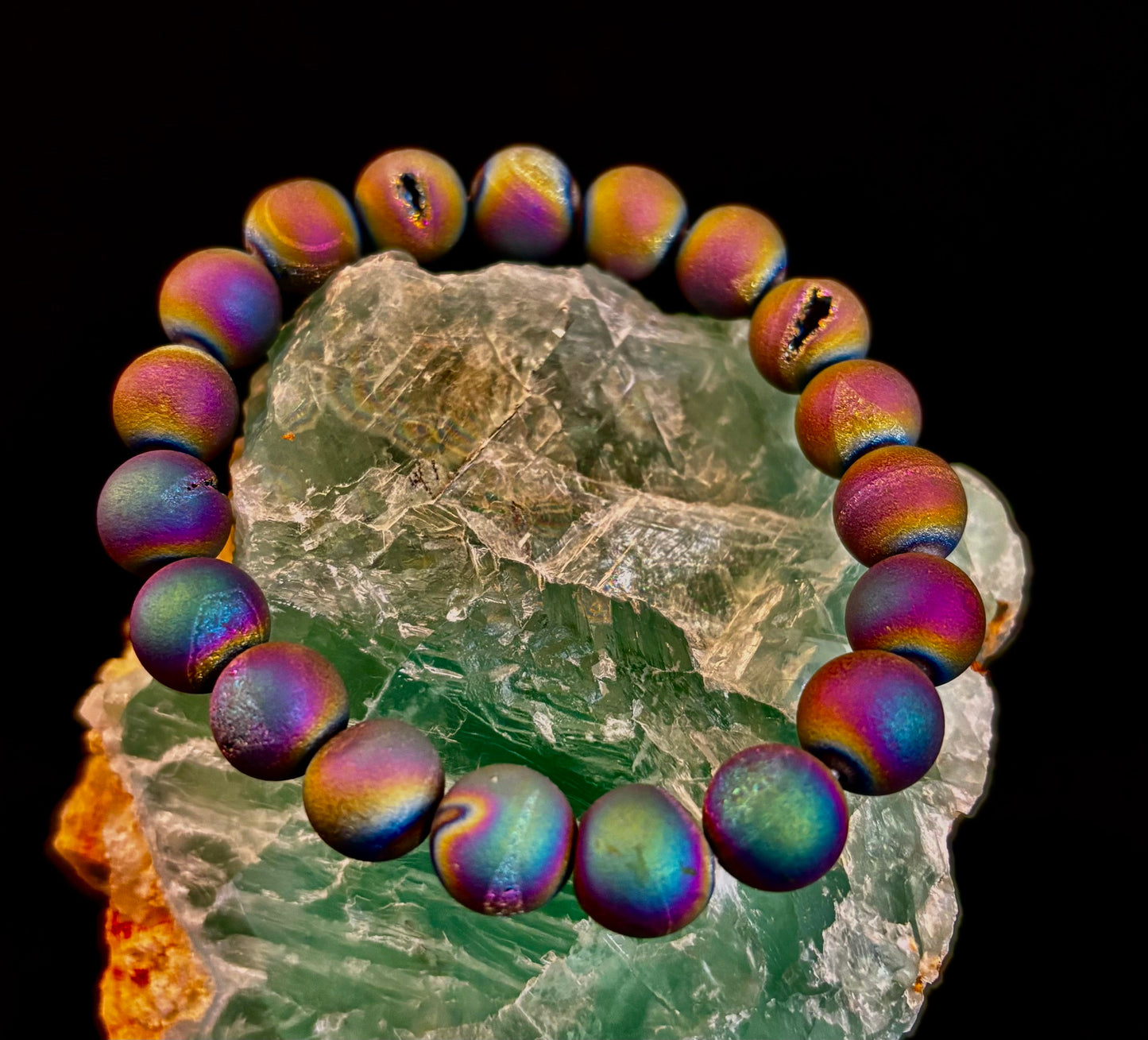 Peacock Rainbow Druzy Agate Bracelet