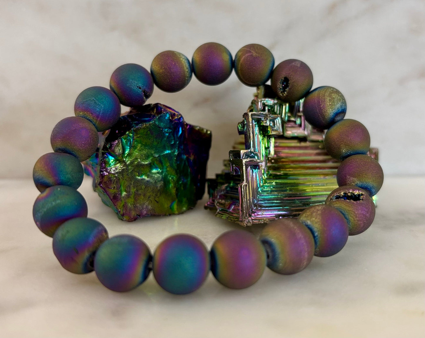 Peacock Rainbow Druzy Agate Bracelet