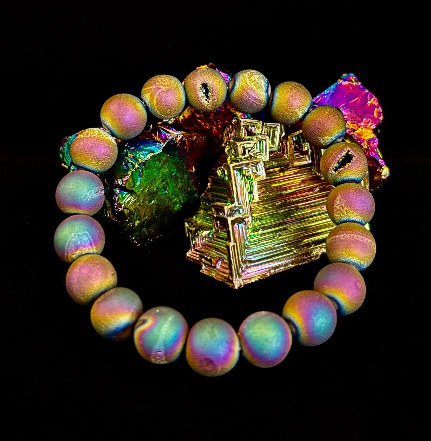Peacock Rainbow Druzy Agate Bracelet