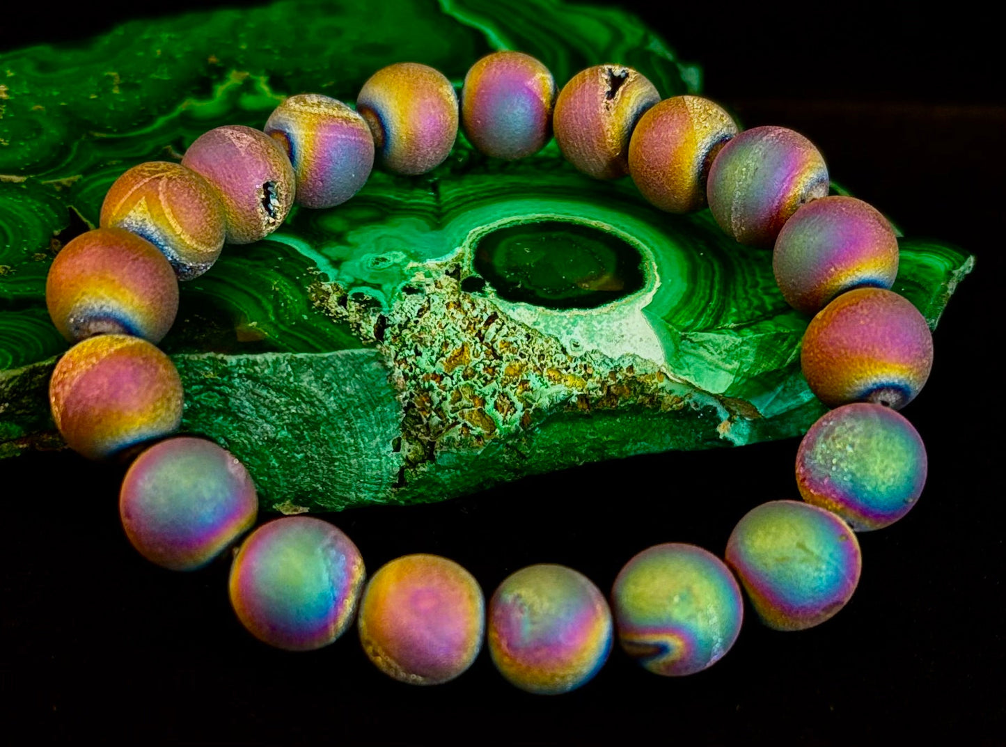 Peacock Rainbow Druzy Agate Bracelet