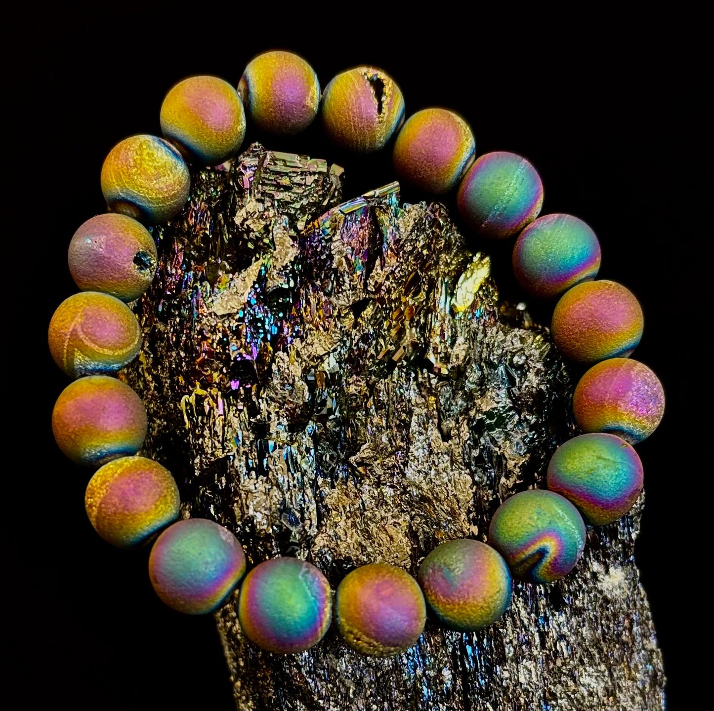 Peacock Rainbow Druzy Agate Bracelet