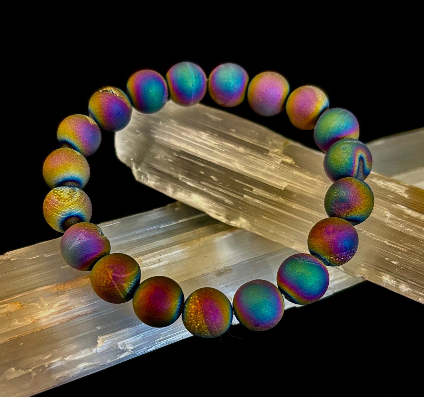 Peacock Rainbow Druzy Agate Bracelet