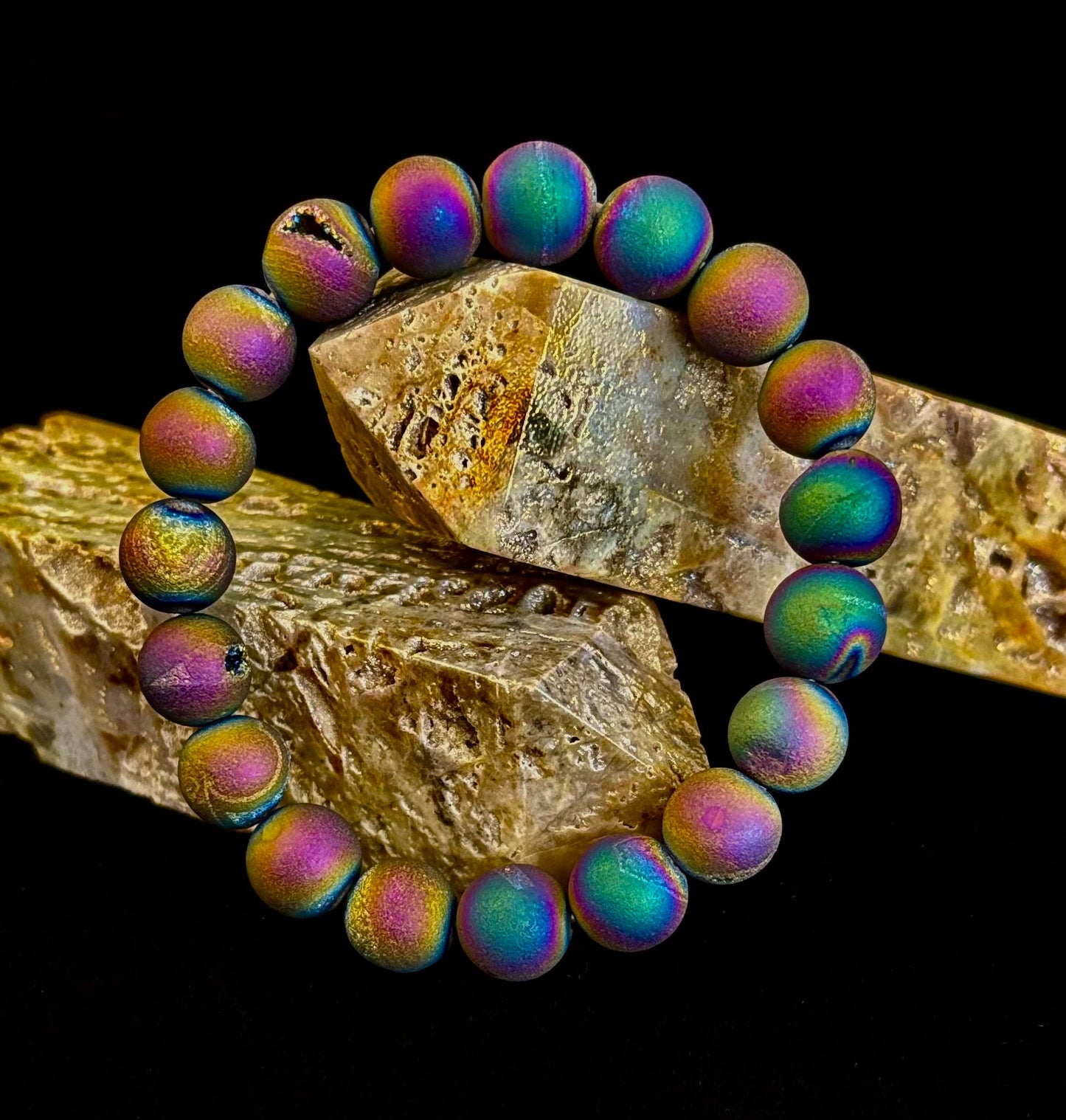 Peacock Rainbow Druzy Agate Bracelet