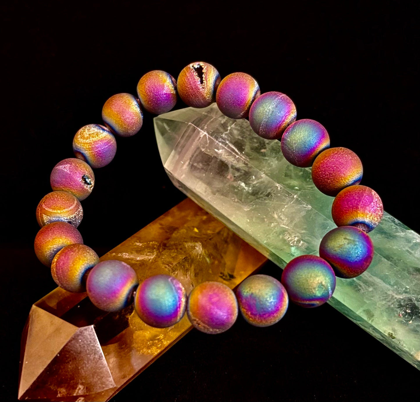 Peacock Rainbow Druzy Agate Bracelet