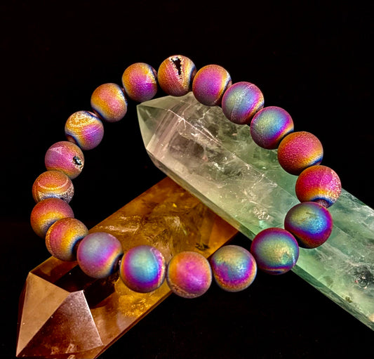 Peacock Rainbow Druzy Agate Bracelet