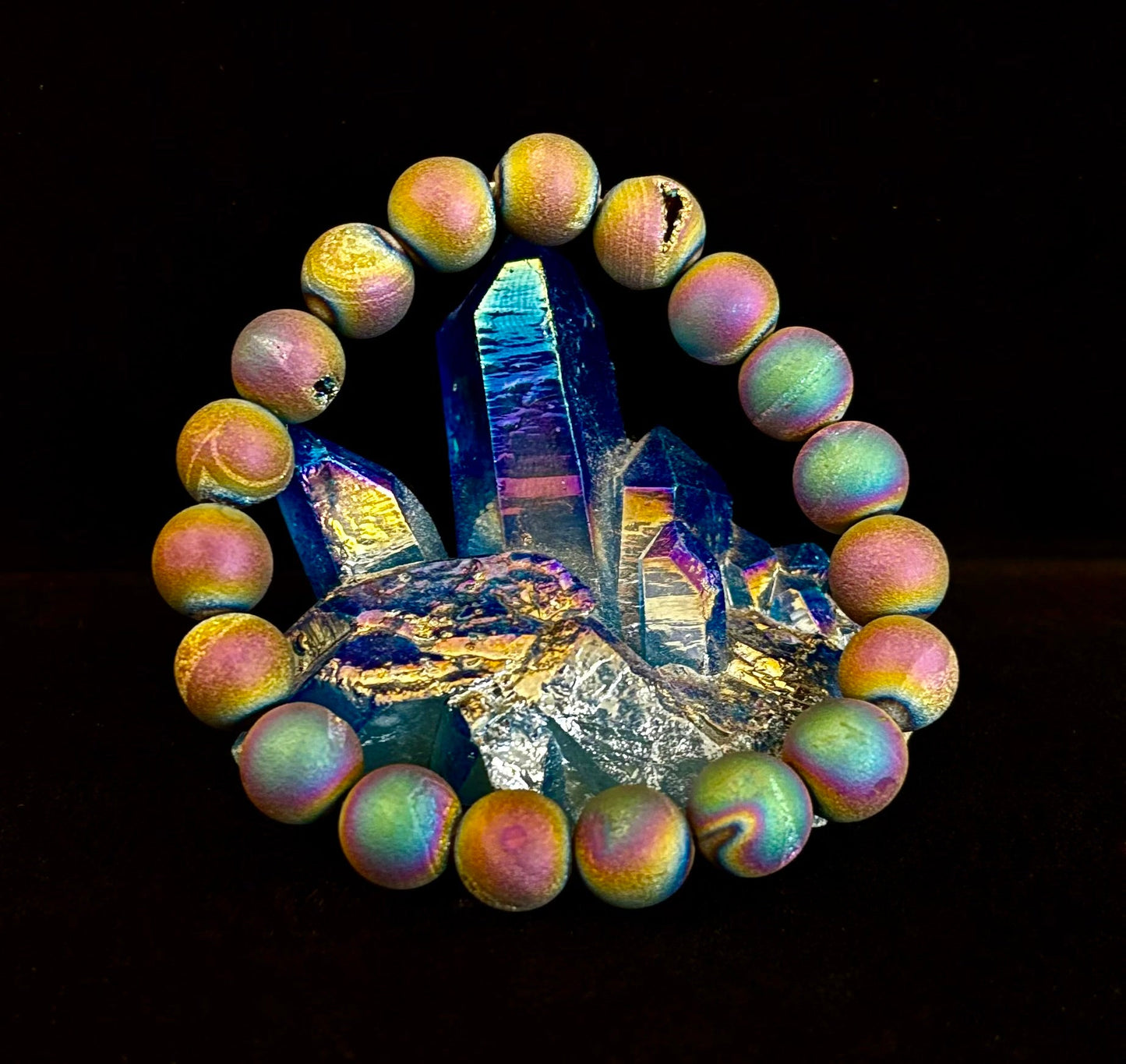 Peacock Rainbow Druzy Agate Bracelet