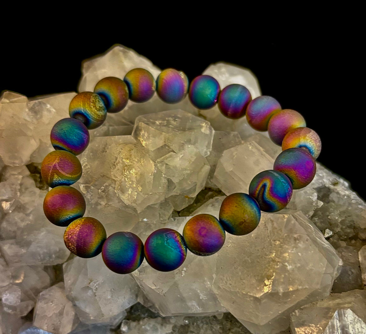 Peacock Rainbow Druzy Agate Bracelet
