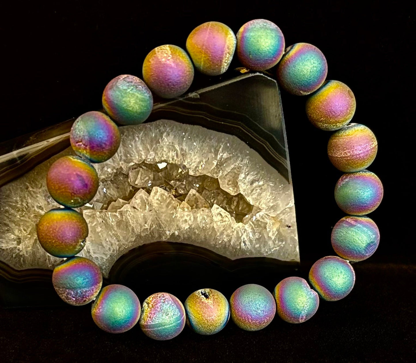Peacock Rainbow Druzy Agate Bracelet