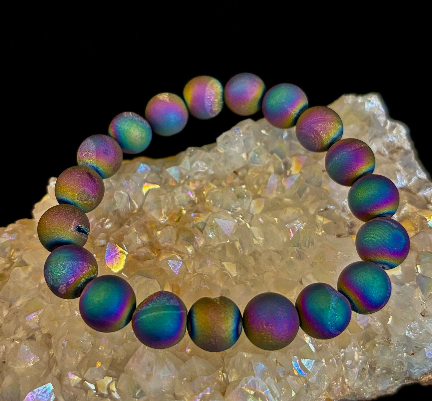 Peacock Rainbow Druzy Agate Bracelet