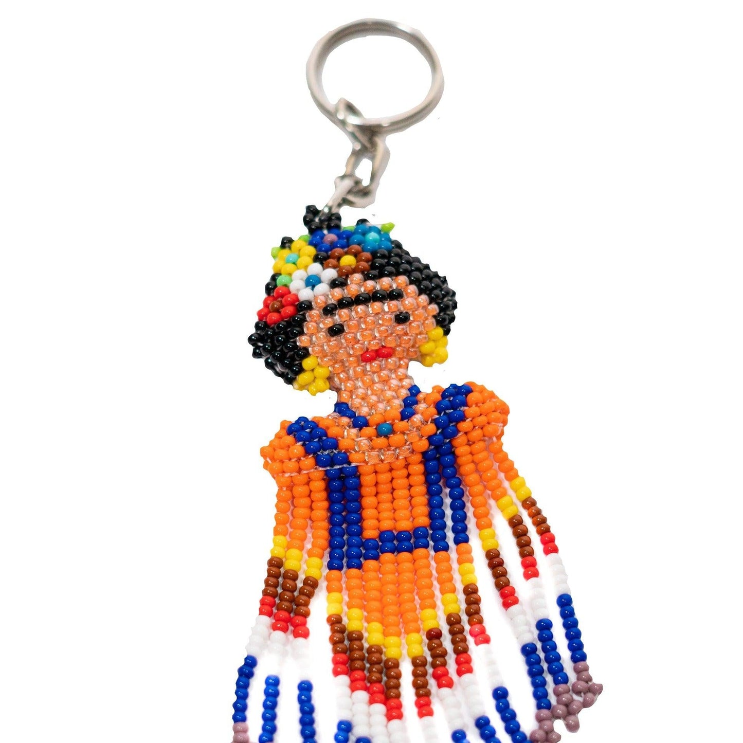 Frida Kahlo Seed Bead Keychain Handmade Beaded Keychain Fair Trade - Guatemala