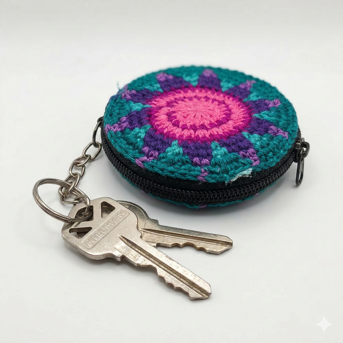 Earbud | Airpod Case Round Crochet Coin Purse | Keychain - Guatemala