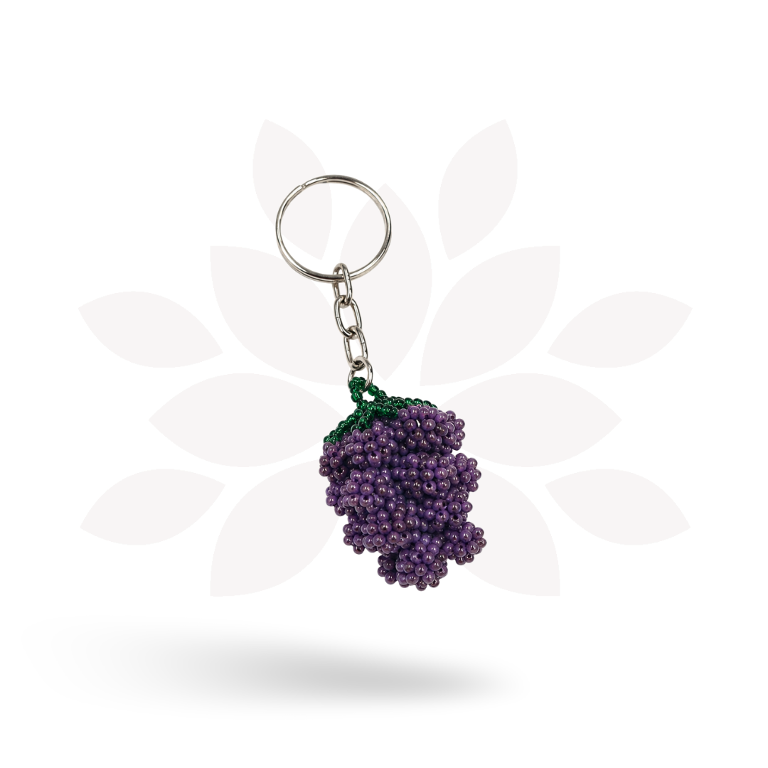Grape Wine Lover Seed Bead Keychain - Guatemala