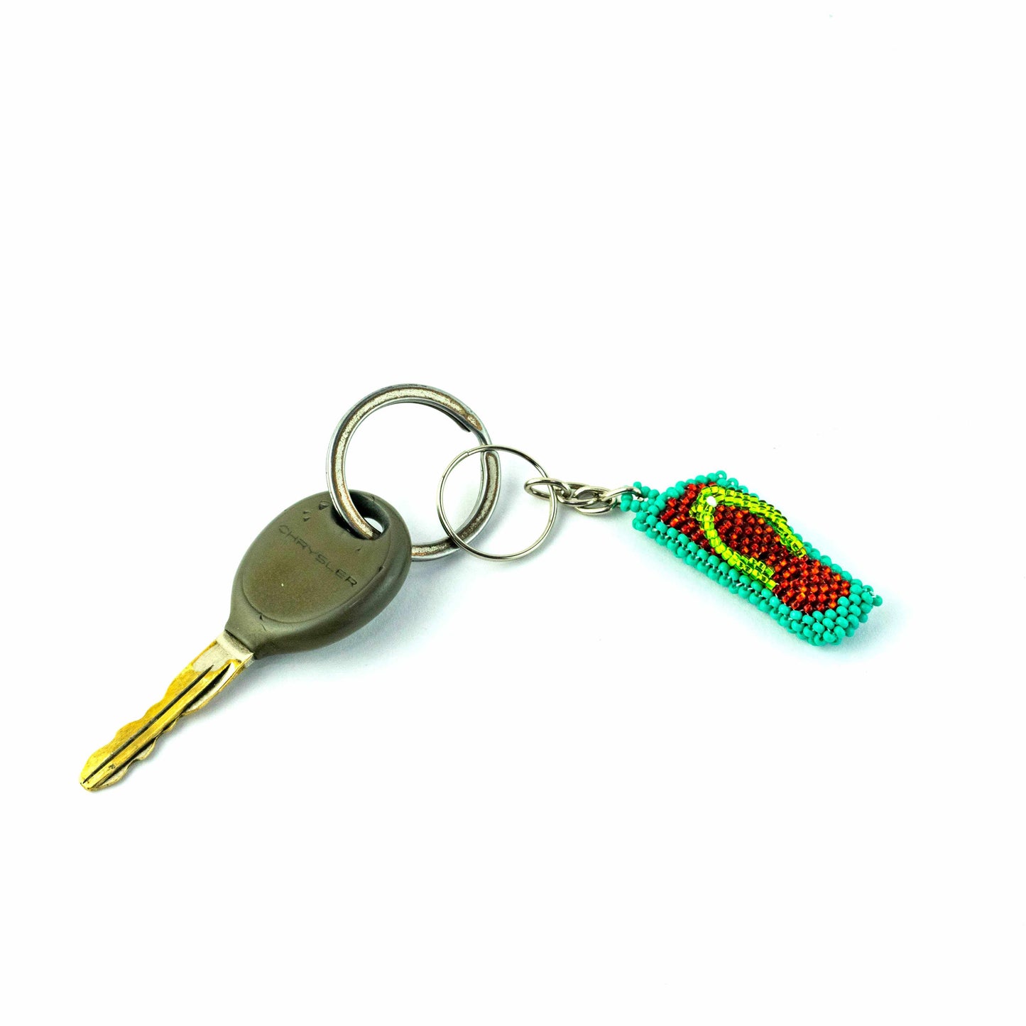 Flip Flop Seed Bead Keychain - Mexico