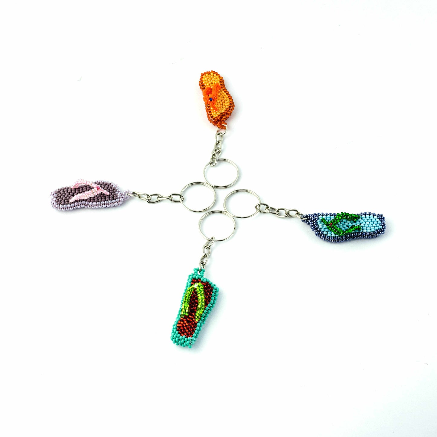 Flip Flop Seed Bead Keychain - Mexico