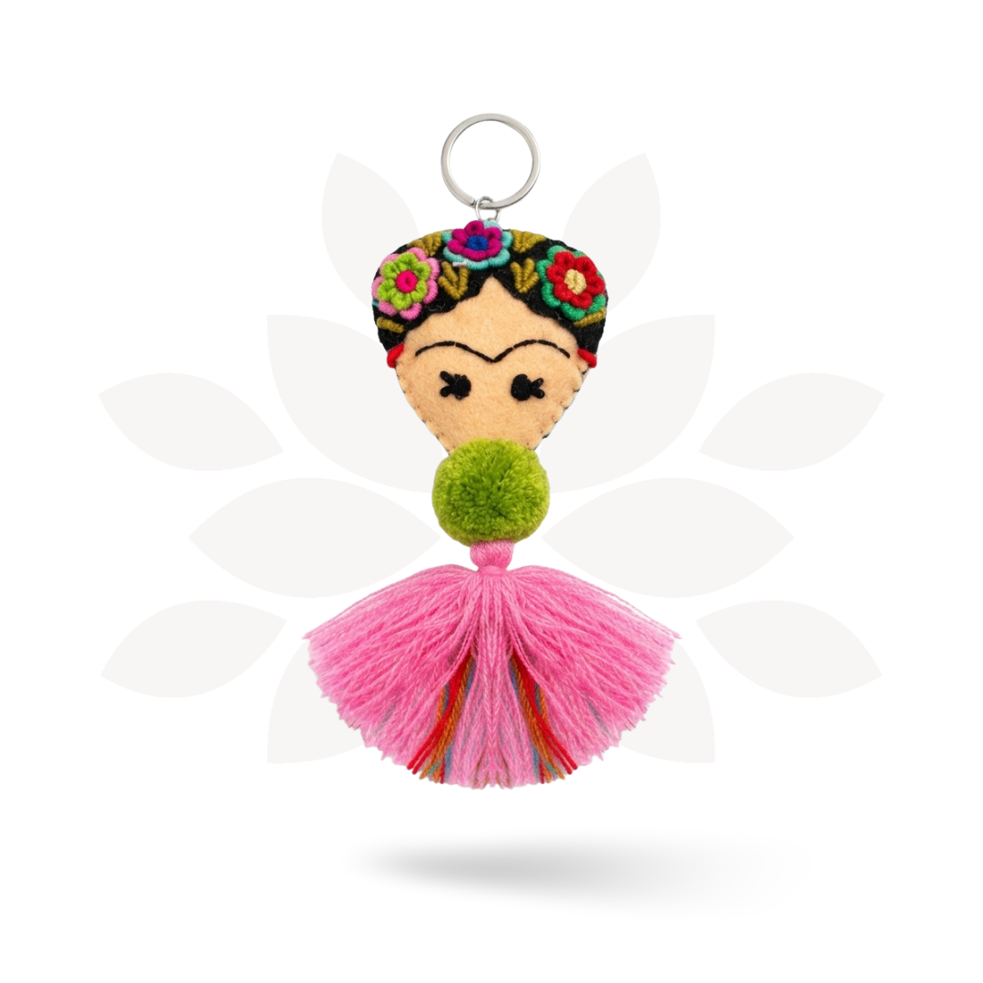 Frida Kahlo Embroidered Keychain / Zipper Pull - Mexico