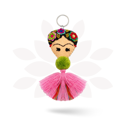 Frida Kahlo Embroidered Keychain / Zipper Pull - Mexico