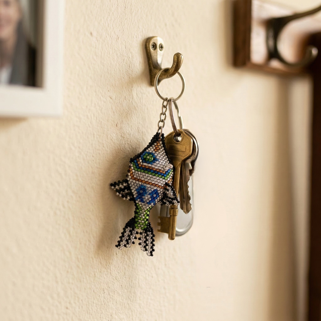 Fish Seed Bead Keychain | Hand Beaded Fair Trade Keychain - Guatemala