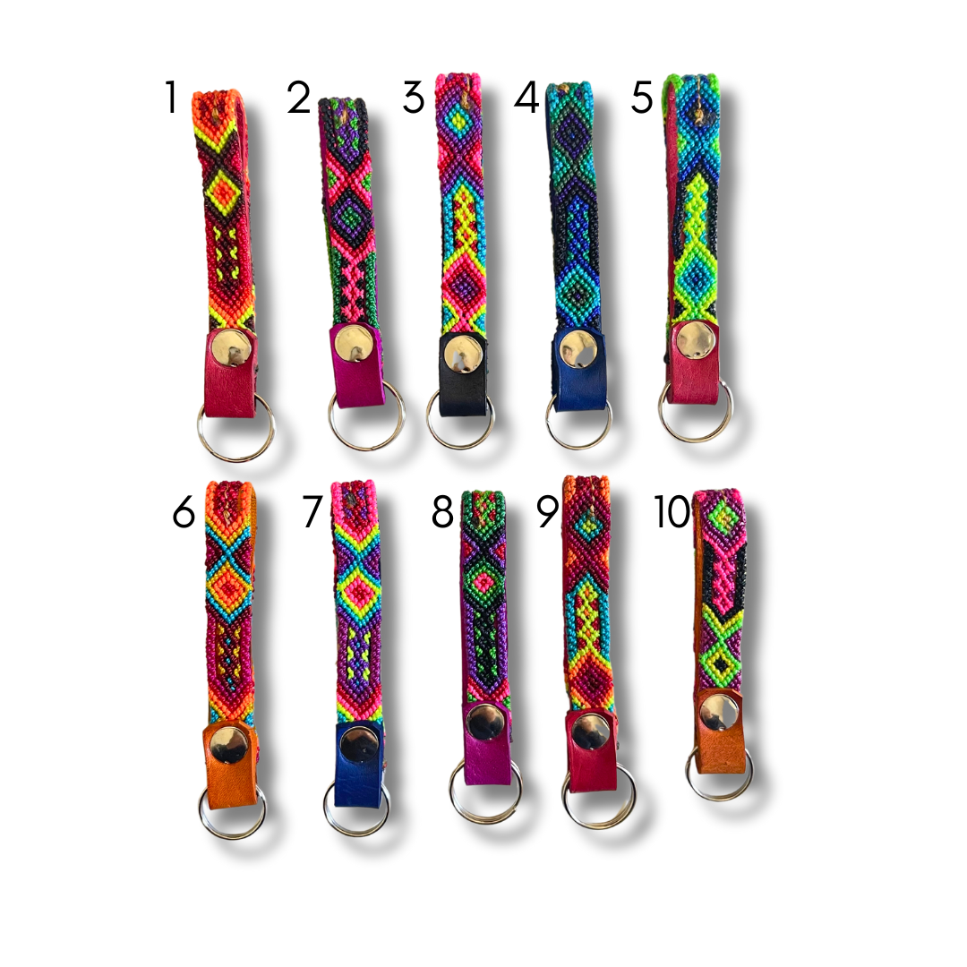 Friendship Macrame Woven Leather Loop Key Chain - Mexico