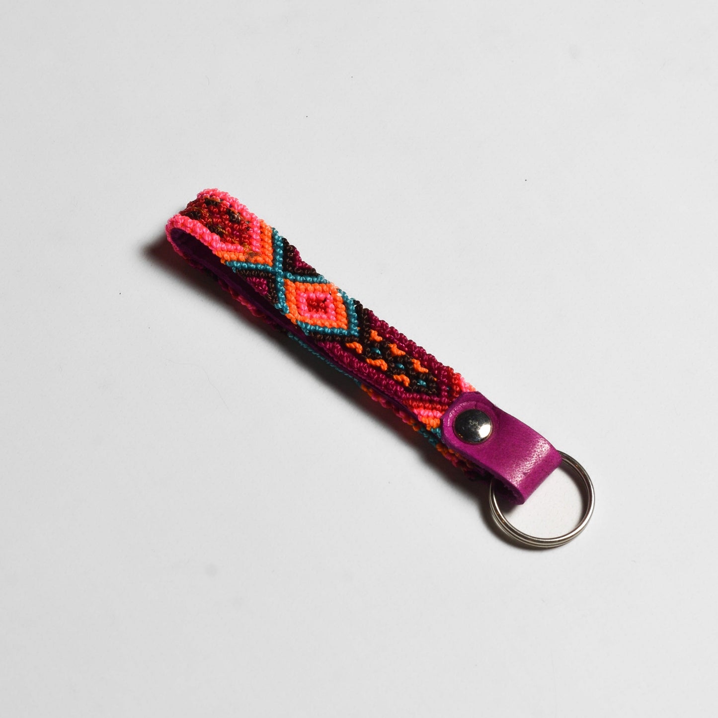 Friendship Macrame Woven Leather Loop Key Chain - Mexico