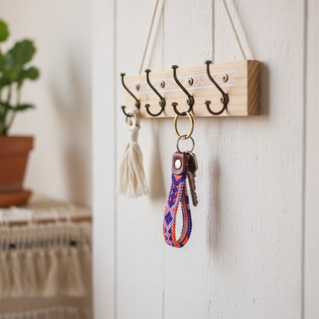 Friendship Macrame Woven Leather Loop Key Chain - Mexico