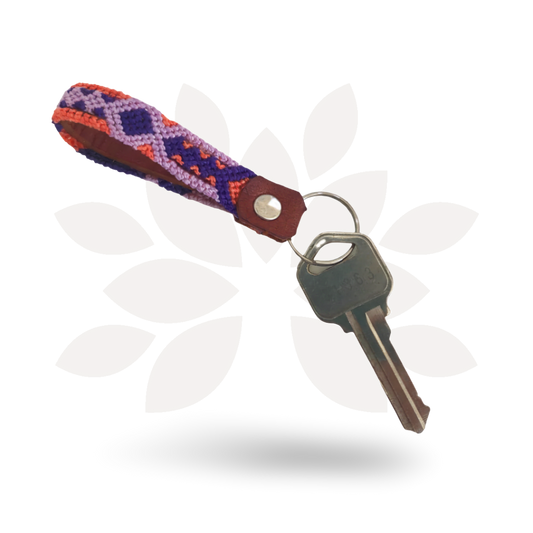 Friendship Macrame Woven Leather Loop Key Chain - Mexico