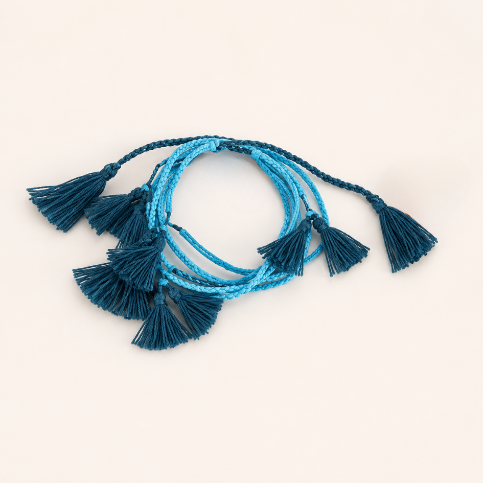 Seeds & Tassels Beaded Pull String Boho Bracelet - Thailand
