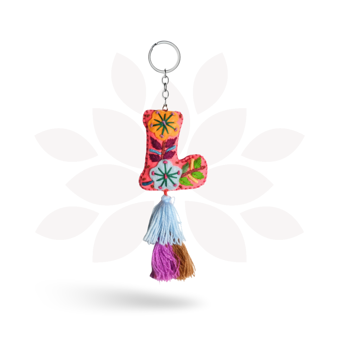 Alphabet Letter Embroidered Boho Keychain | Bag Charm - Mexico