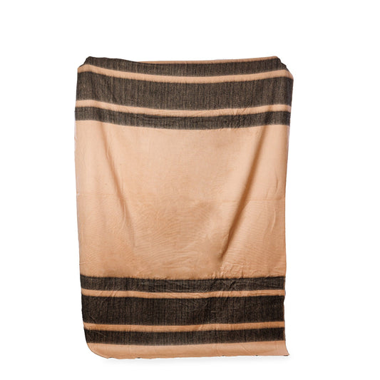 Handwoven Alpaca Throw Blanket From Ecuador - Peach Charcoal - Kallpa Collection