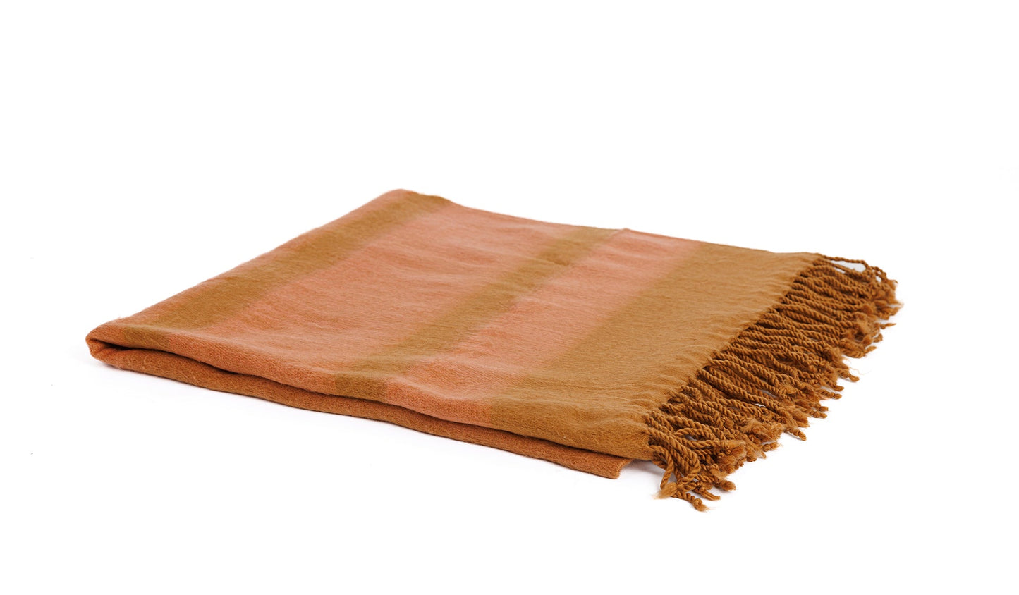 Handwoven Alpaca Throw Blanket From Ecuador - Copper & Coral - Kallpa Collection
