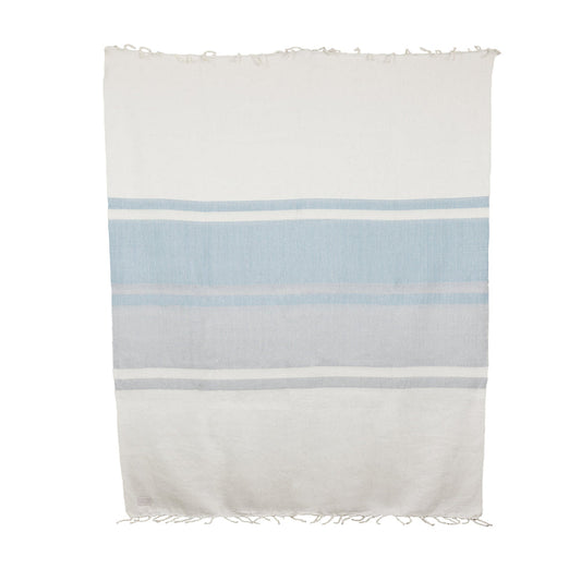 Handwoven Alpaca Throw Blanket From Ecuador - Glacier Grays & White - Kallpa Collection