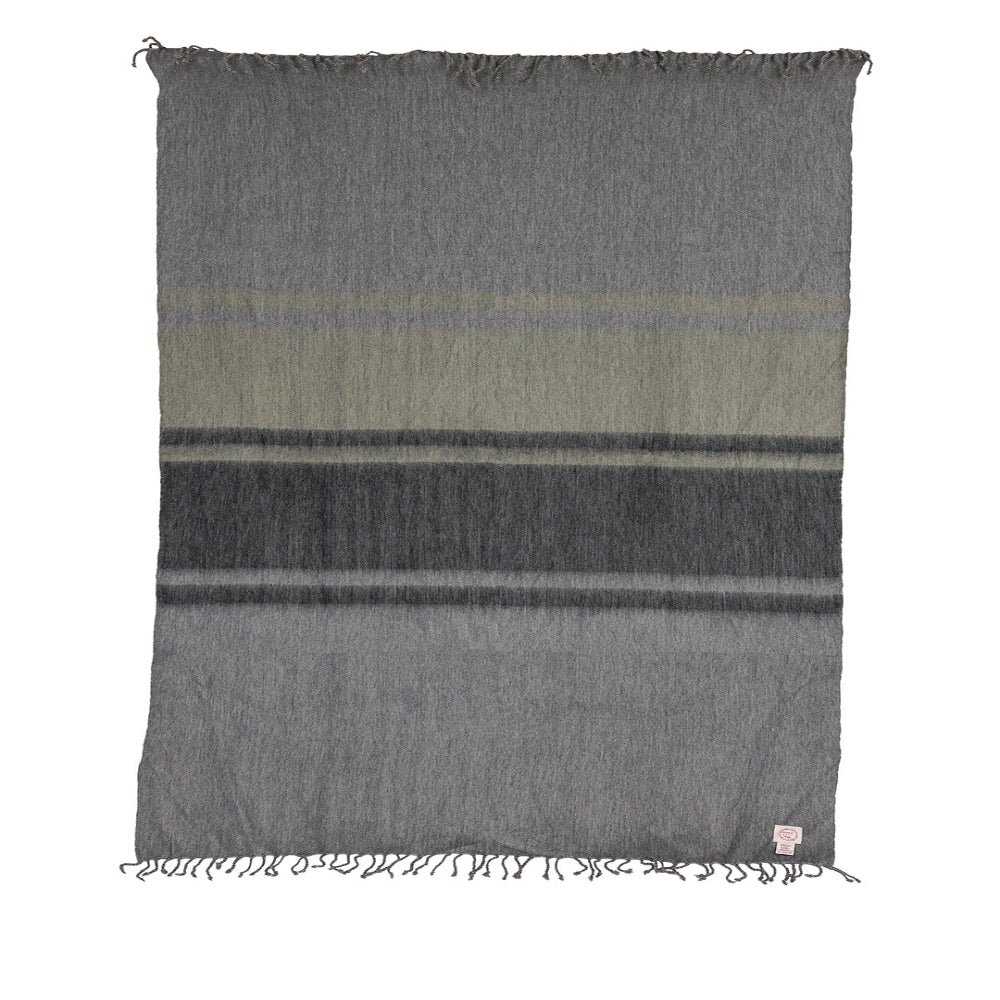 Handwoven Alpaca Throw Blanket From Ecuador - Storm Grays & Olive - Kallpa Collection