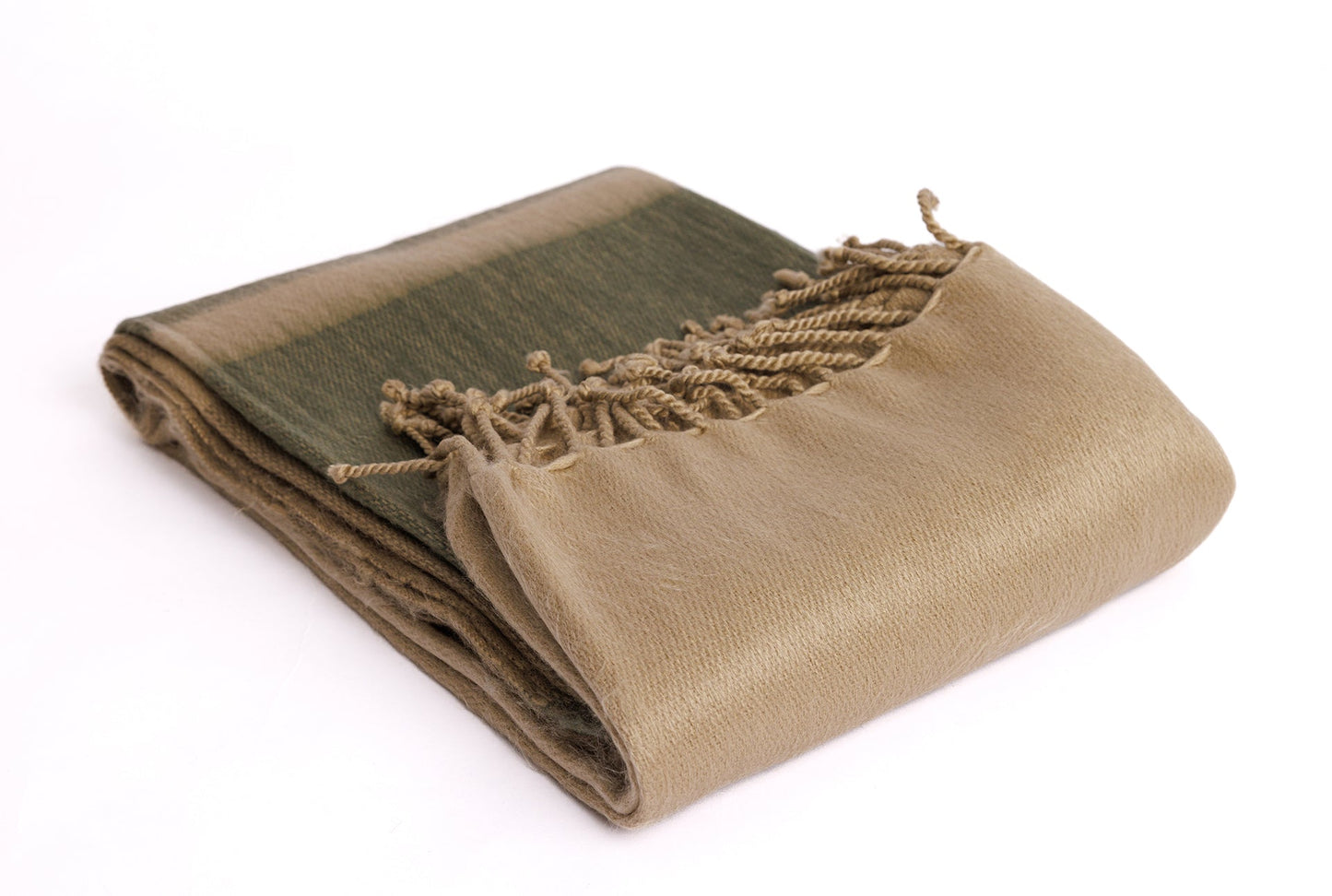 Handwoven Alpaca Throw Blanket From Ecuador - Tobacco Olive & Khaki - Kallpa Collection