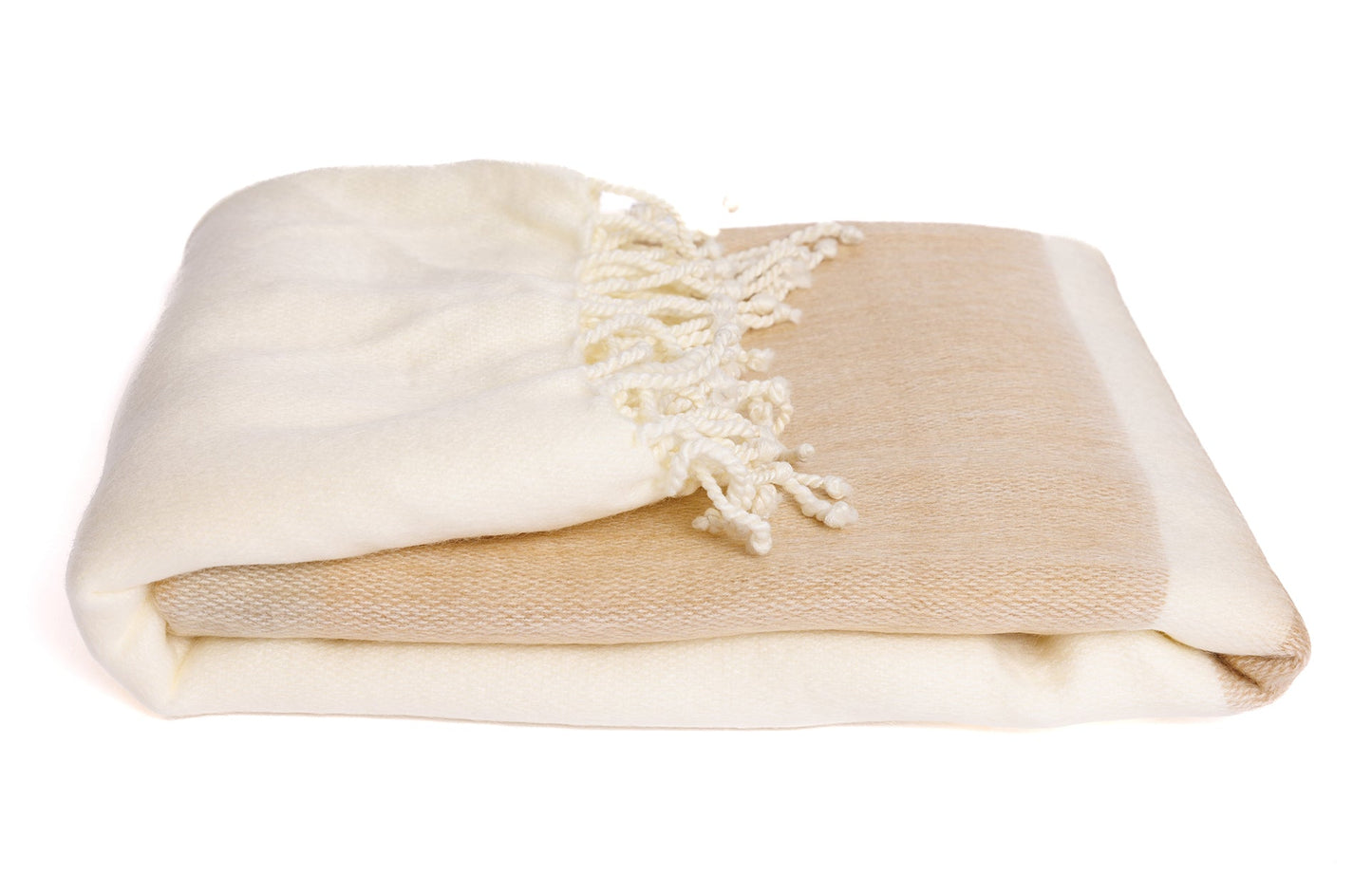 Handwoven Alpaca Throw Blanket From Ecuador - Tobacco & Wheat - Kallpa Collection