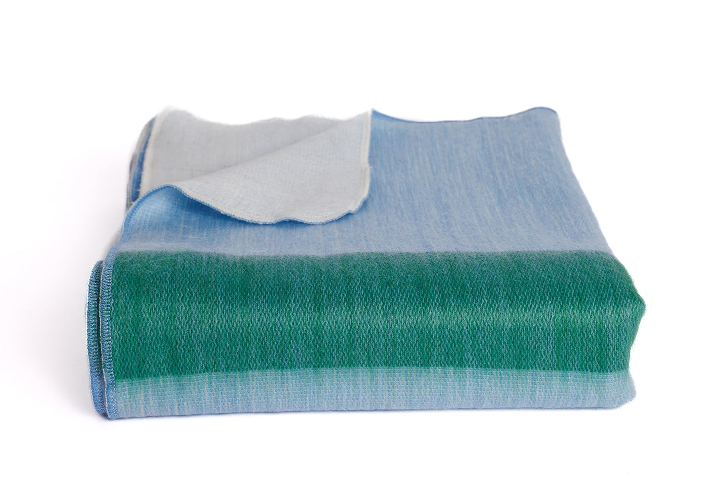 Reversible Alpaca Throw Blanket Handwoven From Ecuador - Powder Blue & Green - Kani Collection