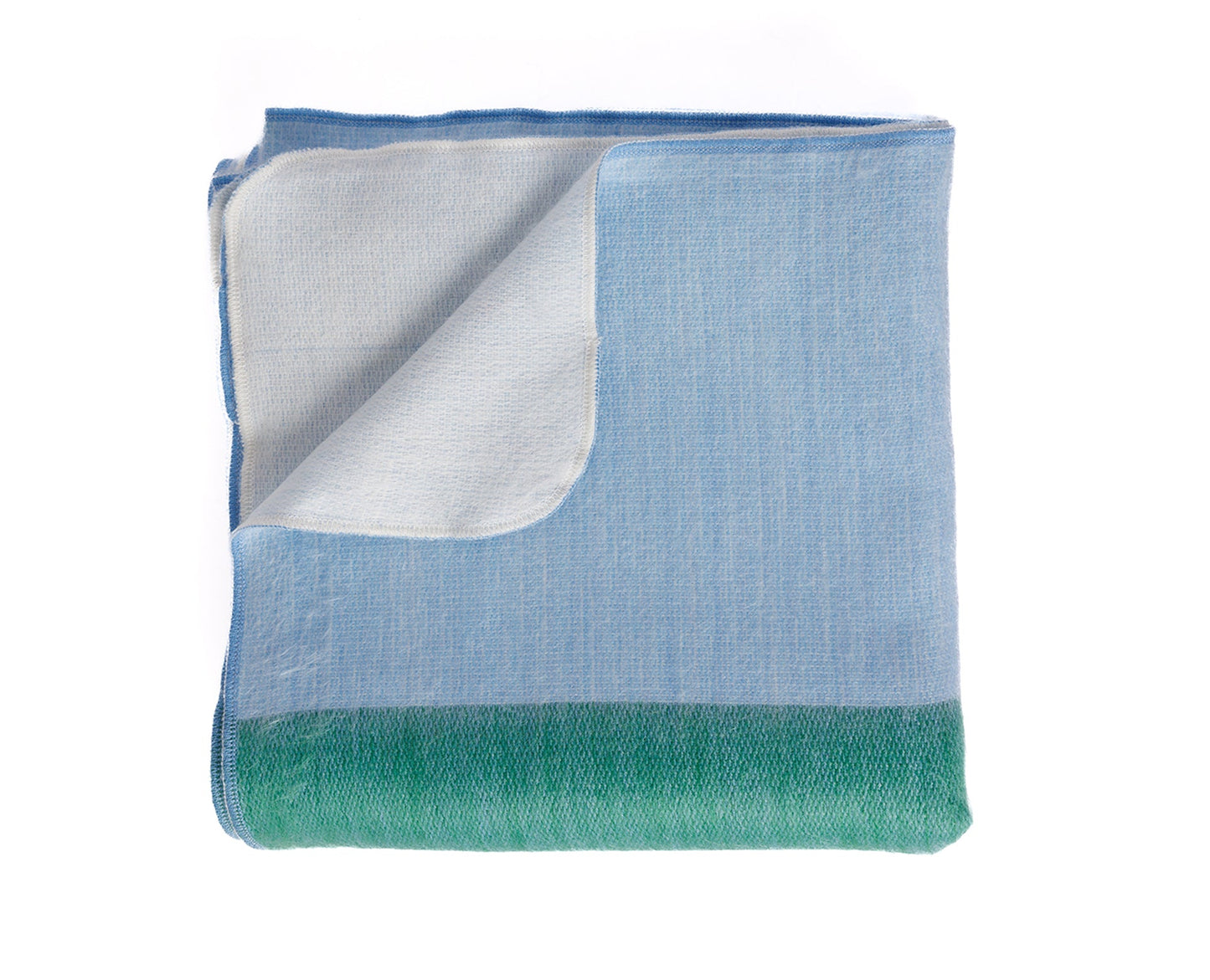 Reversible Alpaca Throw Blanket Handwoven From Ecuador - Powder Blue & Green - Kani Collection